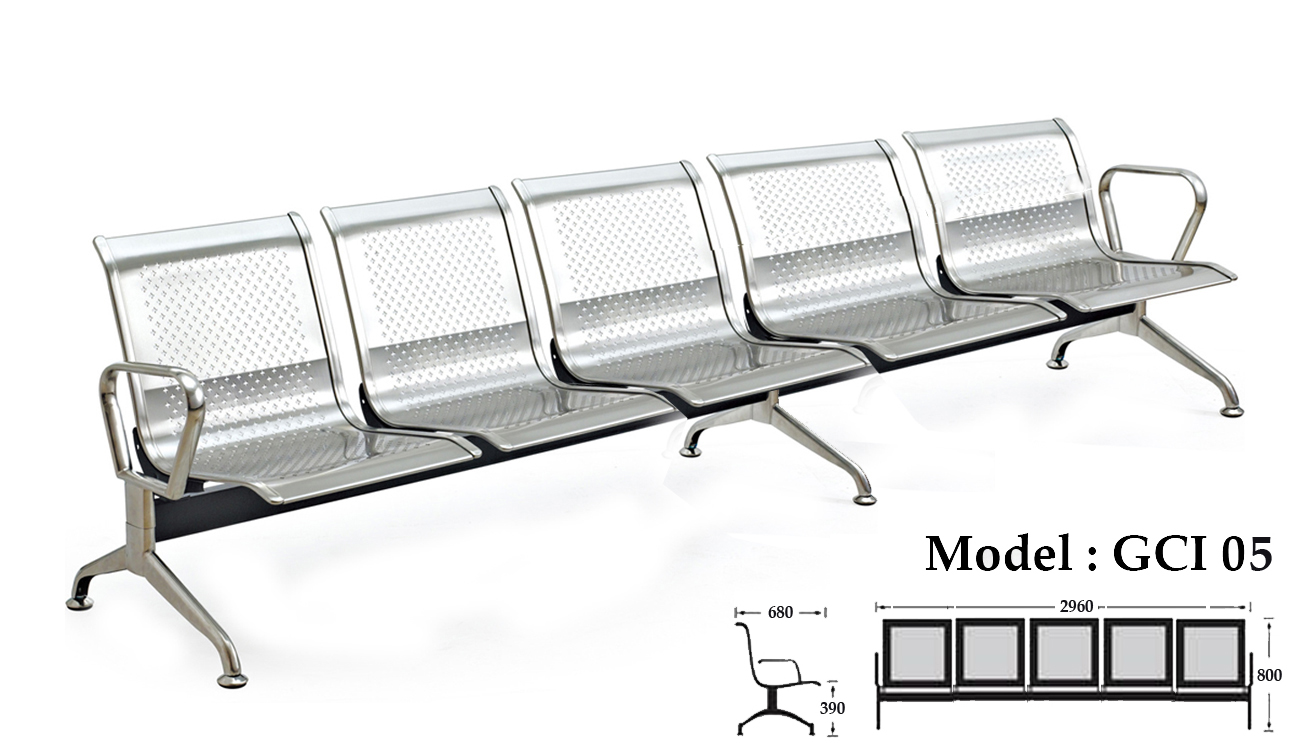 ghế băng chờ bằng inox chất lượng kiểu 5 ghế trên băng